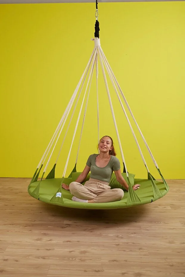 Ruby Yastıklı Ev Tipi Ve Dış Mekan Hamak (160 Cm Çap) - Bahçe, Balkon Hamak Salıncak (yeşil)